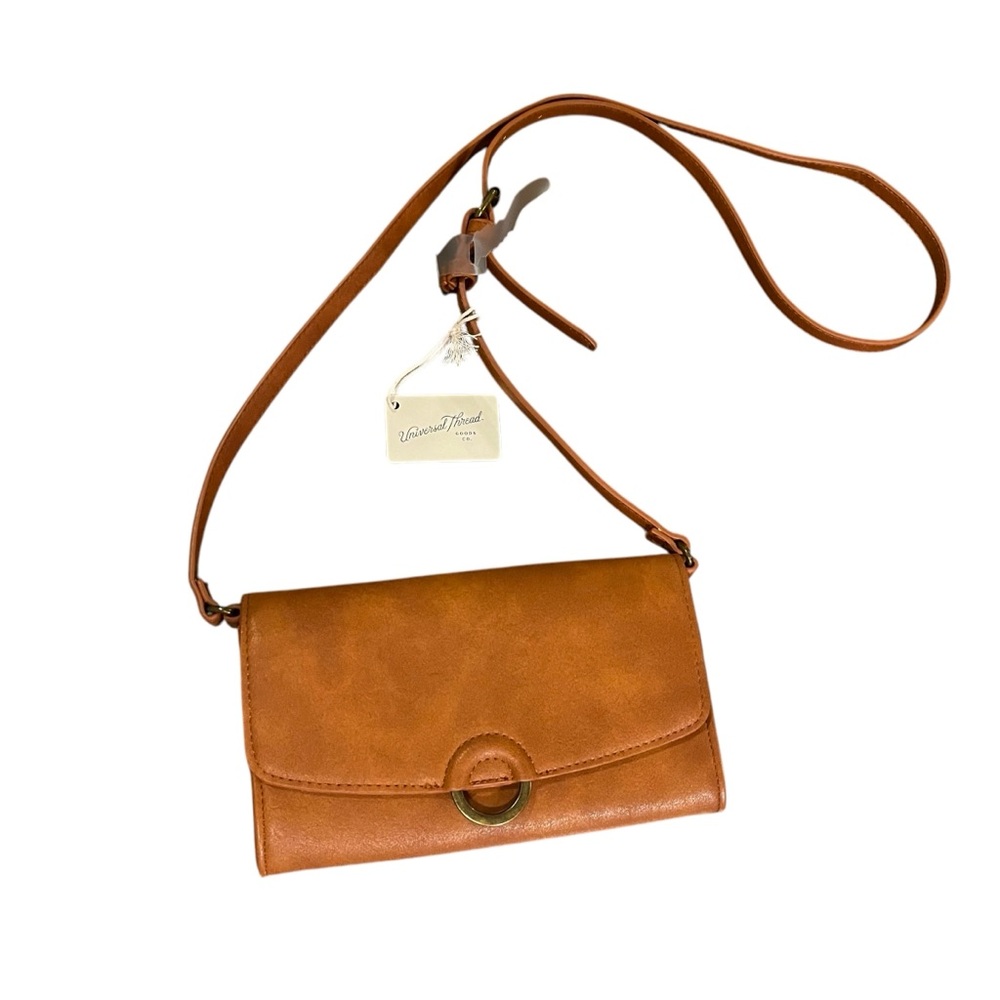 Universal Thread faux leather tan crossbody bag brass hardware